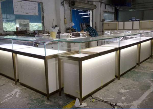 Buy cheap Wooden Cabinet Jewelry Showcase Kiosk Half Stainless Steel Metal Frame from wholesalers