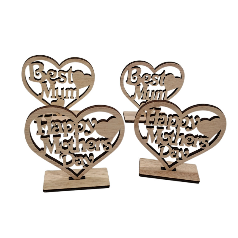 Wooden handicraft ornaments Heart hollow letters laser cutting wood chips Valentine's Day craft gifts