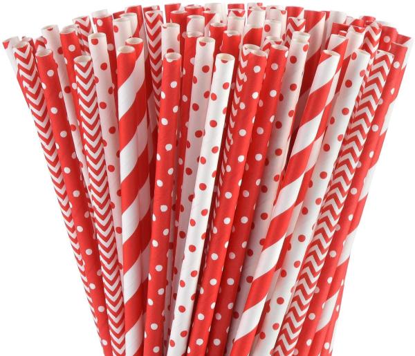 Buy cheap 196.85mm Party Biodegradable Compostable Red Christmas Paper Straws from wholesalers