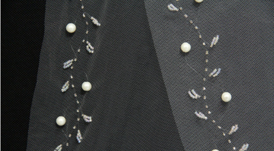 2018 New European and American double wedding, wedding, face veil, hand-stitched pearls, bridal veil