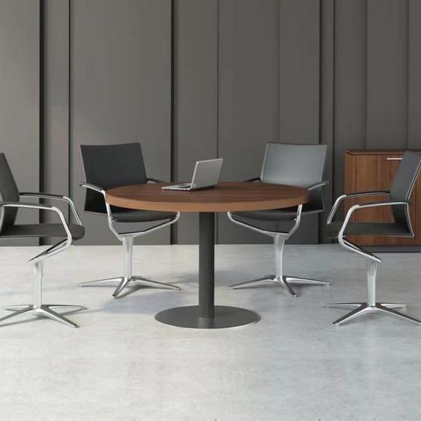 Buy cheap 80cm Round Boardroom Table Black Conference Room With Black Metal Leg from wholesalers