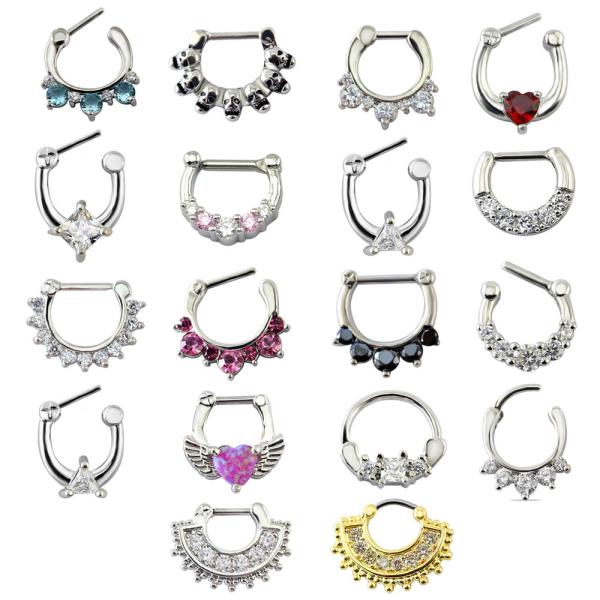 Buy cheap Women Septum Pierced Clicker Jewelry Trendy Septum and Nose Piercing Zircon Nose Hoop Rings Body Piercing Jewelry Septum from wholesalers