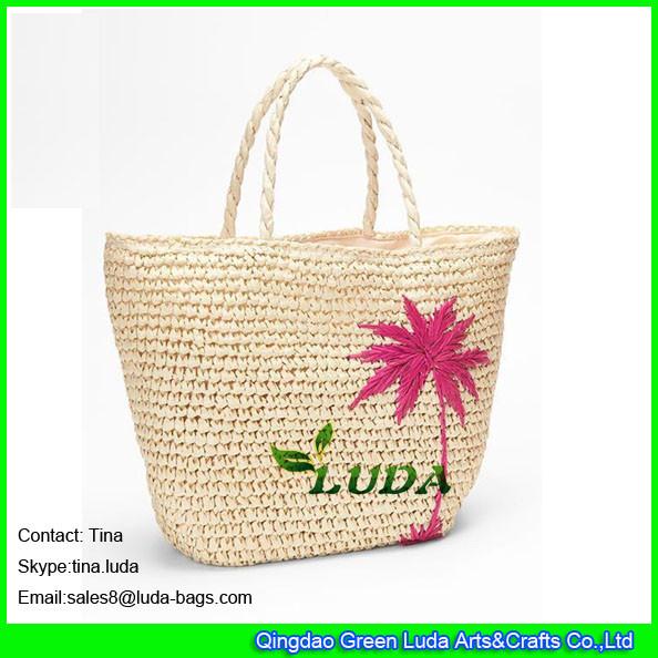 Buy cheap LUDA best handbags for Girls Palm Tree pattern paper straw tote bag from wholesalers
