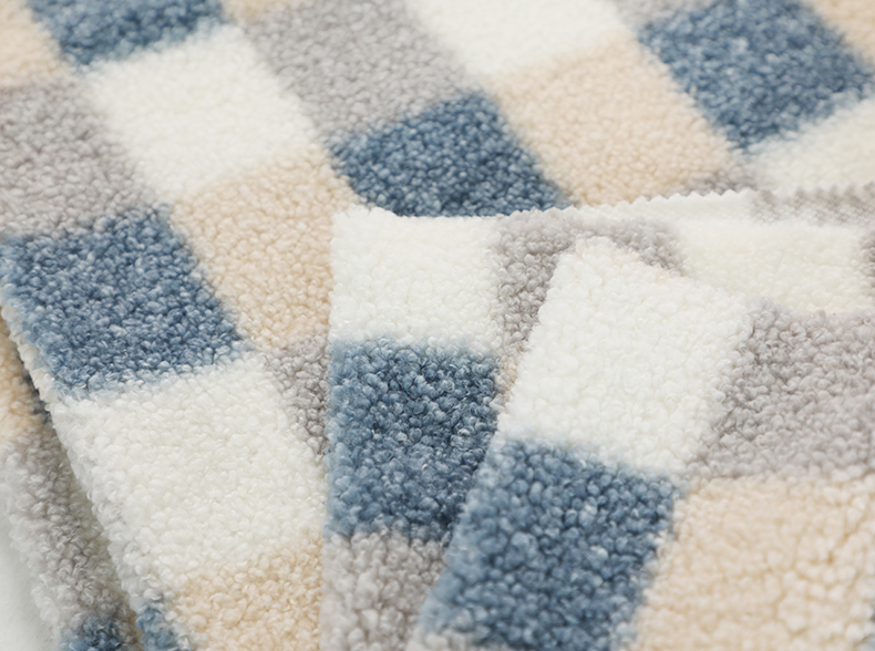 200gsm Plaid Printed Sherpa Lined Fleece Fabric 100% Polyester