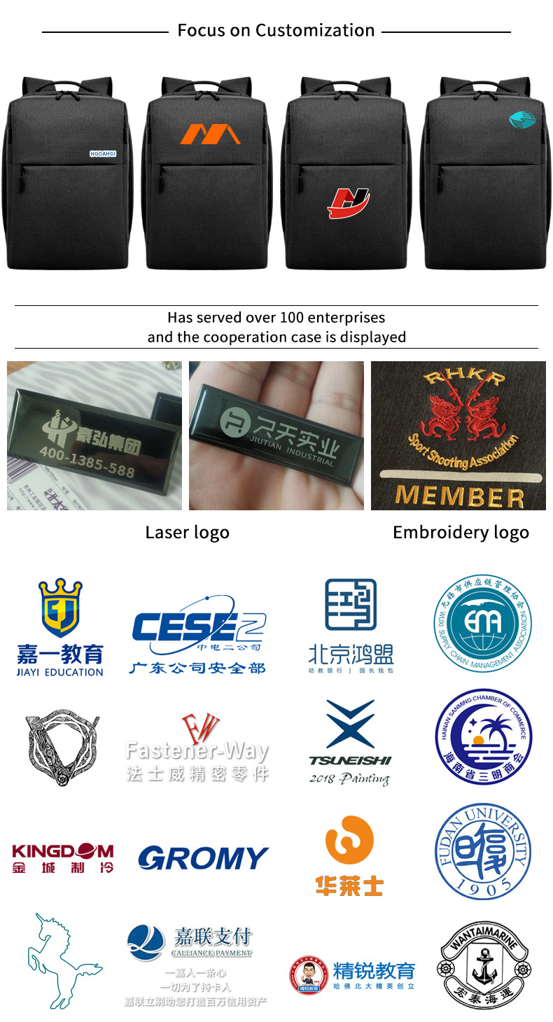 Factory wholesale custom logo new men 15.6-inch usb charging waterproof business Laptop Backpack