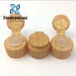 28mm Flip Top Plastic Bottle Caps Cosmetic Packaging Natural Bamboo Bottle