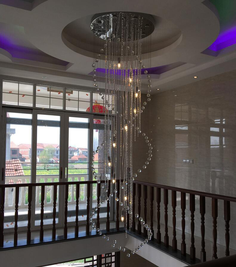 Manggic Large Size Spiral Long Spiral Modern Staircase Foyer Chandelier(WH-NC-22)