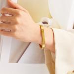 MVCOLEDY Jewelry Gold Plated Bangle Bracelet Cz Stone Stainless Steel With