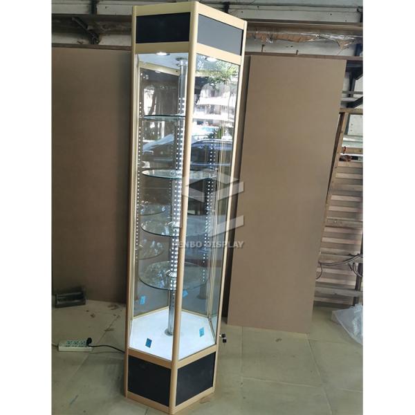 Buy cheap 300*300*2000mm Tower Hexagonal Glass Display Showcase Titanium Alloy OEM from wholesalers