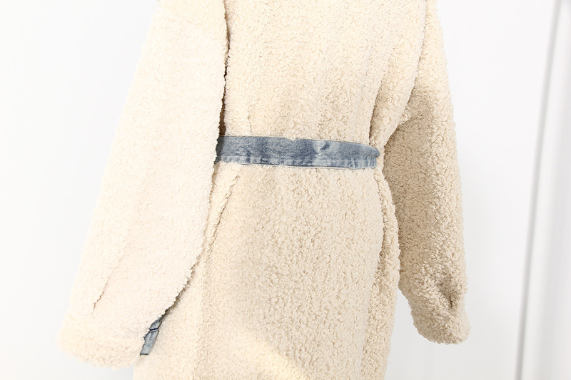 Waterproof Fashion Denim Lambswool Quilting Coat 2020 Winter Lambswool Loose Thickened Jackets Long
