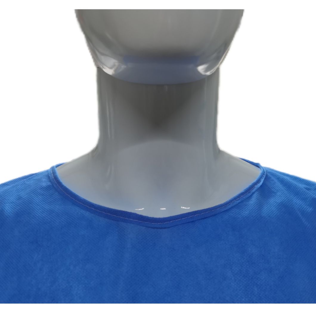SMS Fabric Disposable Gown Waterproof Soft PPE Wholesale Visit Gown with Knitted Cuffs