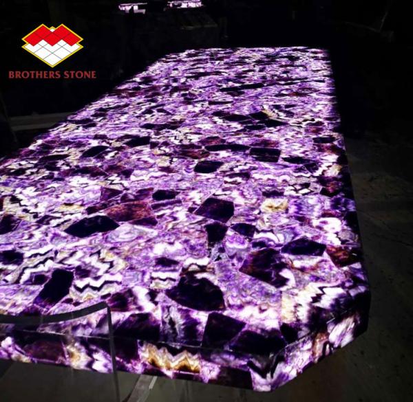 Buy cheap Semi Precious Stone Marble Furniture Amethyst Slab For Sink Basin from wholesalers