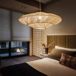 UFO Shades Rattan Lamp Creative Chinese Style Pendant Lights Wooden Suspension