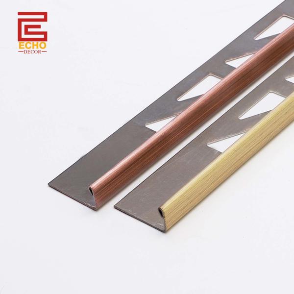 Buy cheap Rose Gold 12.5mm Edge Tile Trim Straight Brushed Copper Tile Trim from wholesalers