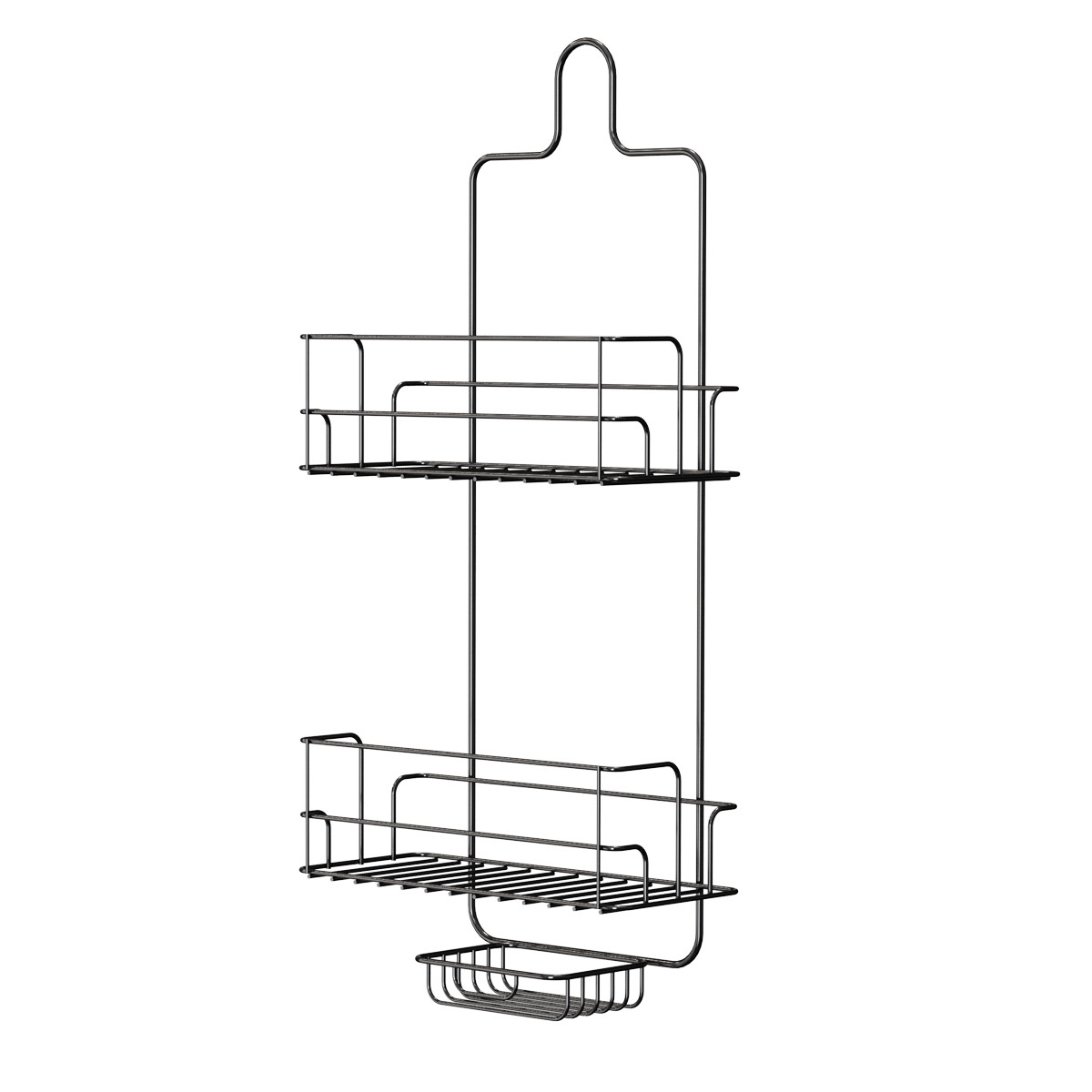 Sustainable 2 Tier Iron Wire Rack Bathroom Shelf with Hooks and Hanging Design
