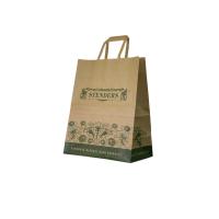 Buy cheap Printed Brown Kraft Paper Lunch Bags Packaging With Flat Paper Handle Supplier product