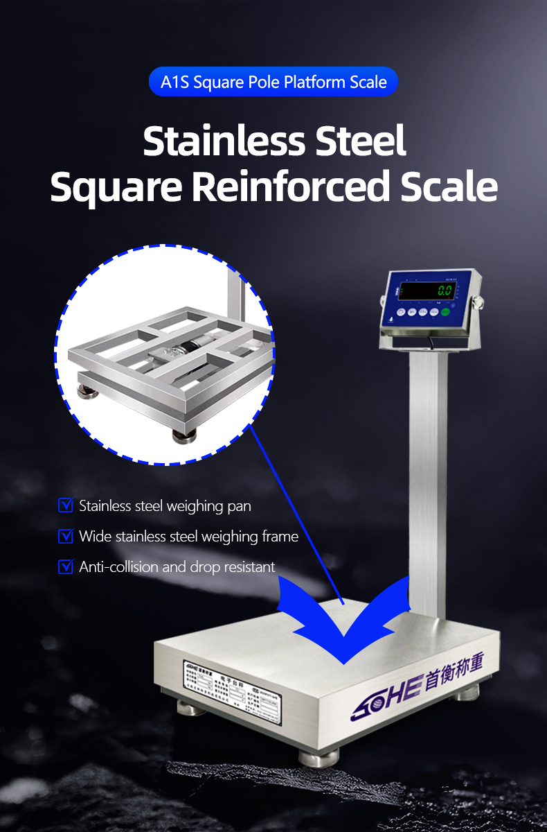 Weighing A1S Square Pole Industrial Platform Scale 60cm*80cm Stainless Steel Waterproof