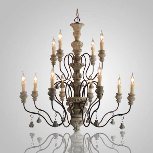 Buy cheap Gray wood and iron chandelier E14/E14 Socket (WH-CI-14) from wholesalers
