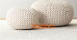 hand made orange, white, black, color crochet knit pouf crochet knit Ottoman