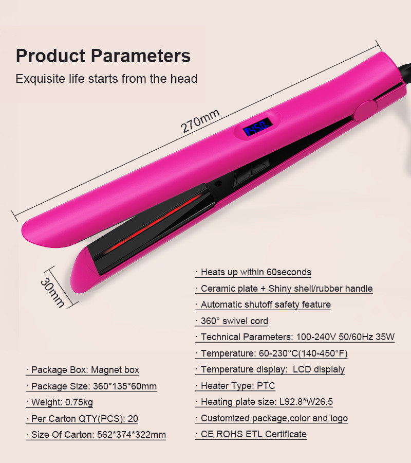 1 Inch 450 Degrees Ceramic Plate Flat Iron Professional Salon Tools Infrared