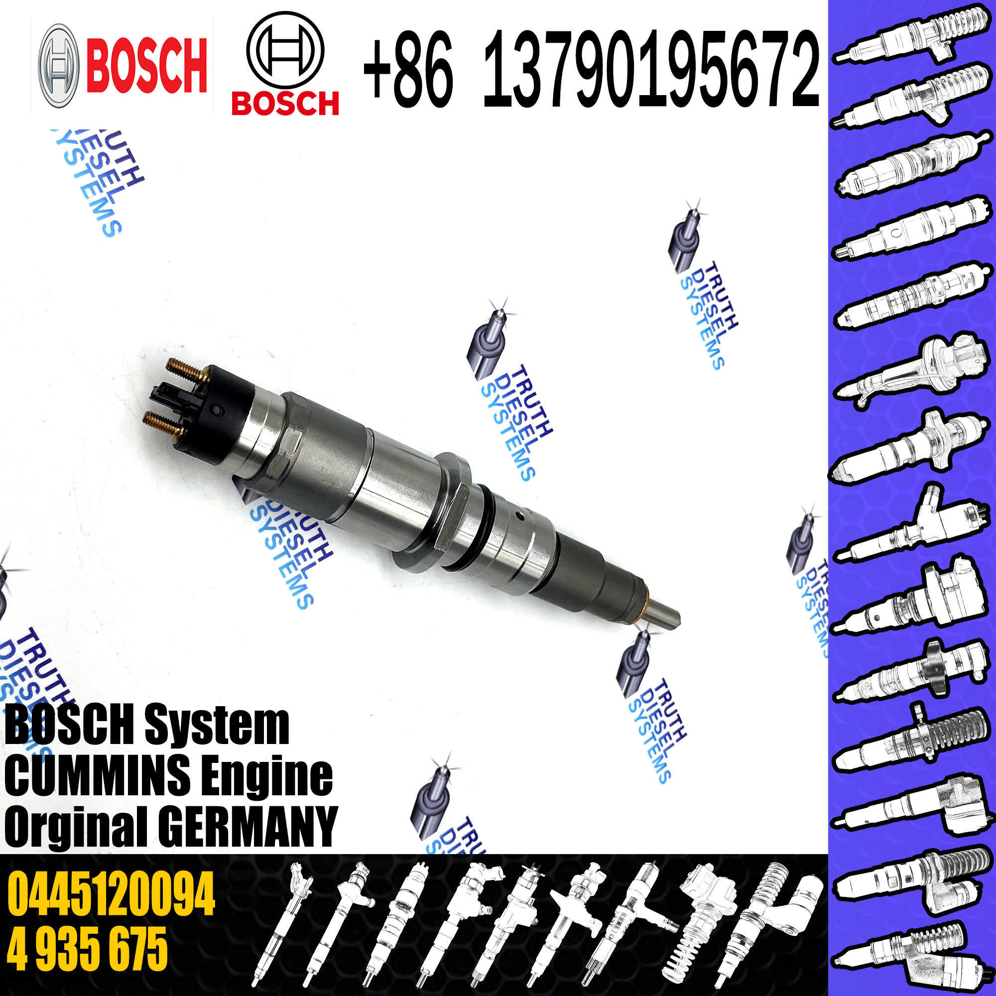 Bosch Common Rail Fuel Injector 0445120120 0445120094 4935675 49458070433172037 for Ford Cargo Cummins