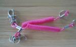 Fashion double hooks/swivel connectors red/yellow coil spiral spring cable for