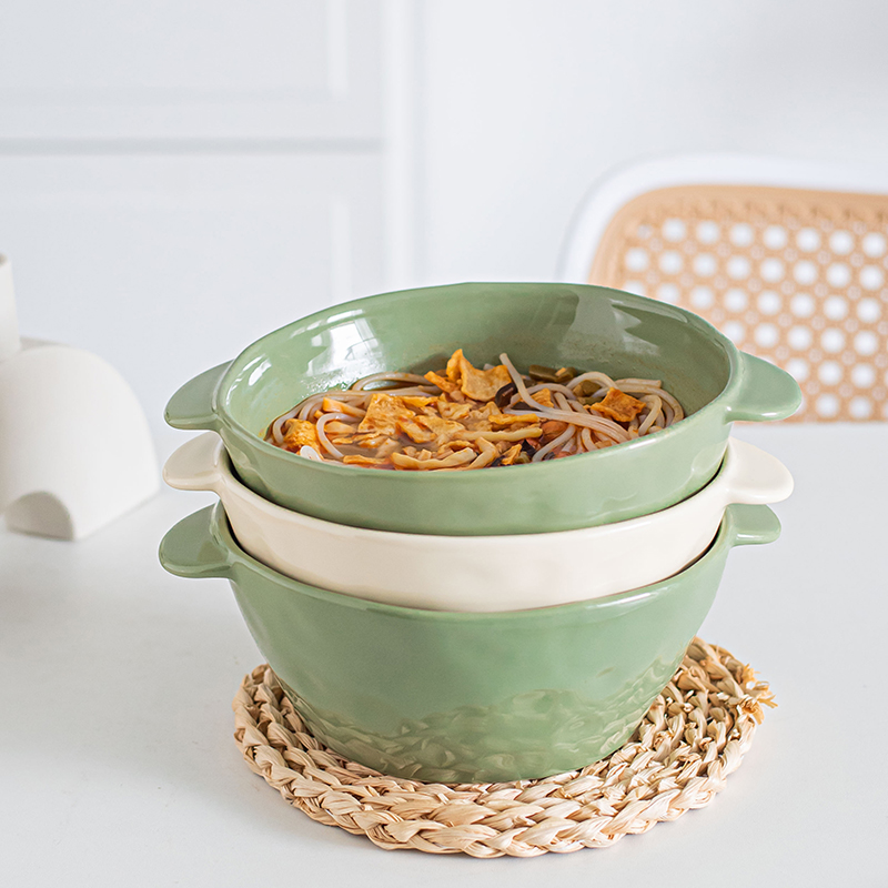 16 Pc Unbreakable Dish Set 8 Inch Noodle Bowl Dessert Salad Bowl Cute Ceramic Rice Bowls