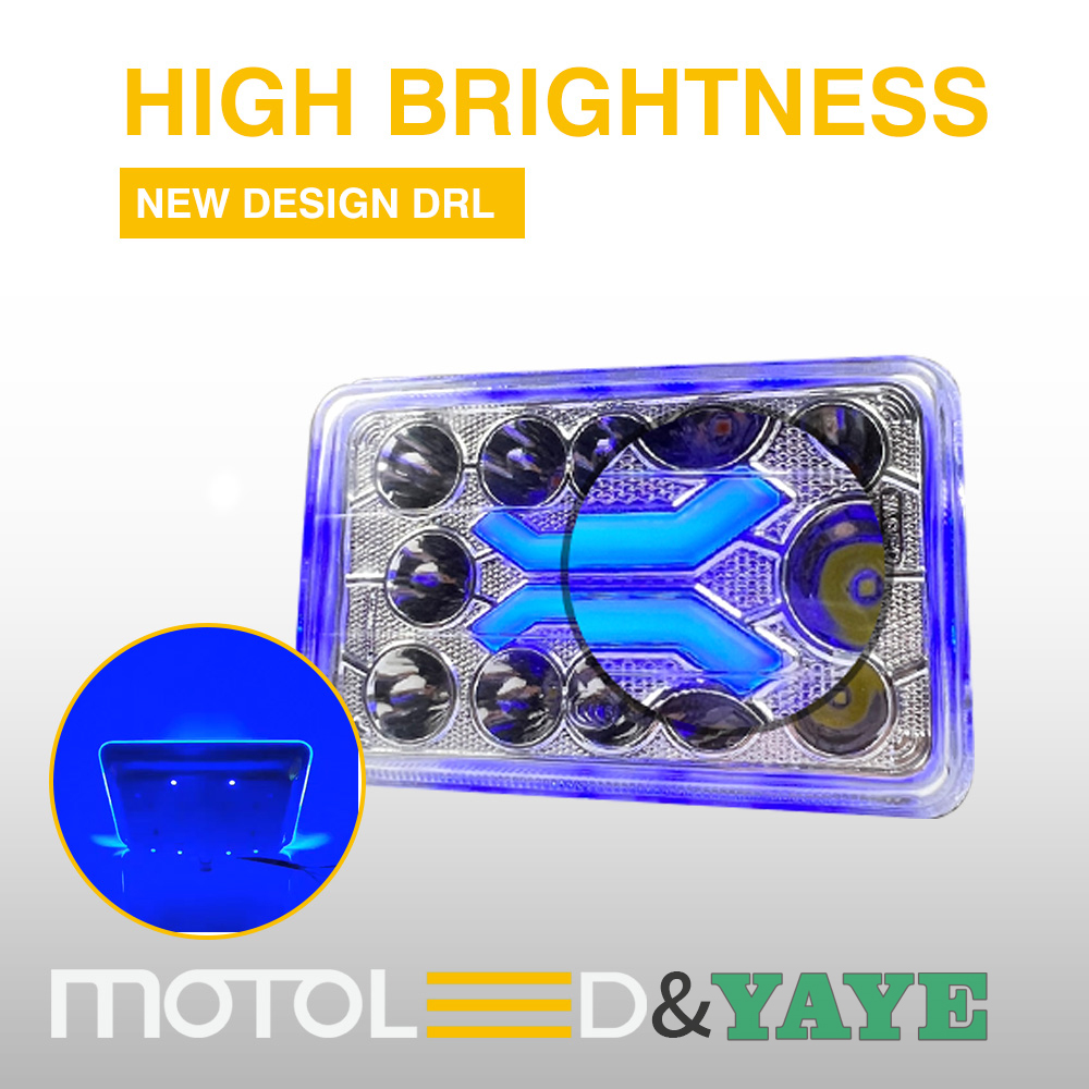DC12V Cg125 125cc Dual Color White Amber Glass Lampshade LED Headlights 4x6 inch