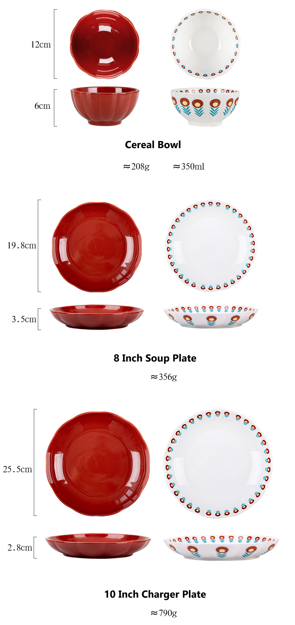 Porcelain Floral Dinner Set With Decal Solid Color Technique Under Glazed Ceramic Type