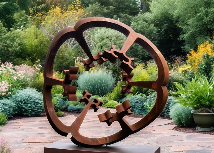 Welded Outdoor Garden Steel Sculpture Rusty Metal Art Flower In Corten Durable Outdoor Decor