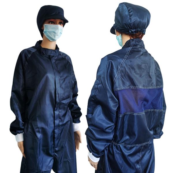 Buy cheap 5mm Grid Dark Blue ESD Cleanroom Jumpsuit Coverall For Electronics Industries from wholesalers