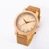 Buy cheap Charm Bamboo Wood Mens Watches Brown Leather Strap Japan Movement Quartz from wholesalers