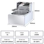 285*440*305mm Commercial Kitchen Equipment Electric Deep Fryer with Long Service