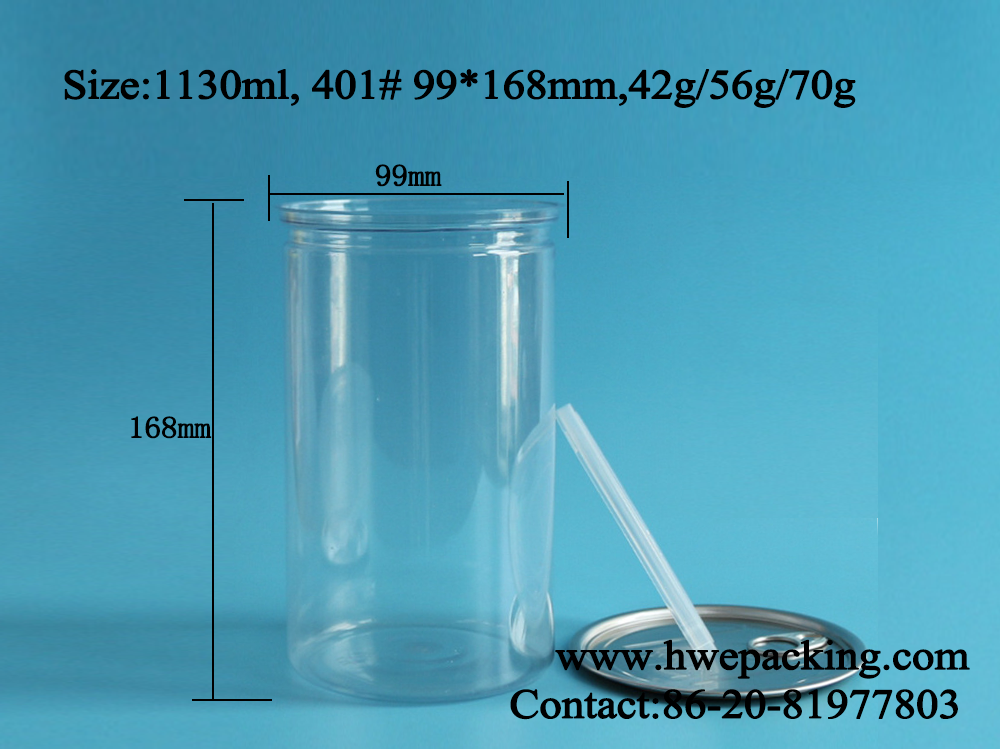 1130ml 401 Long Round EOE Transparent Plastic Tubs Popcorn Packaging Containers