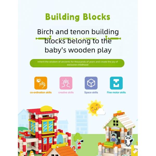 Children Learning Toys Building Block Educational Diy Mortise and Tenon Building Blocks Montessori Kids Stacking Wooden Toy