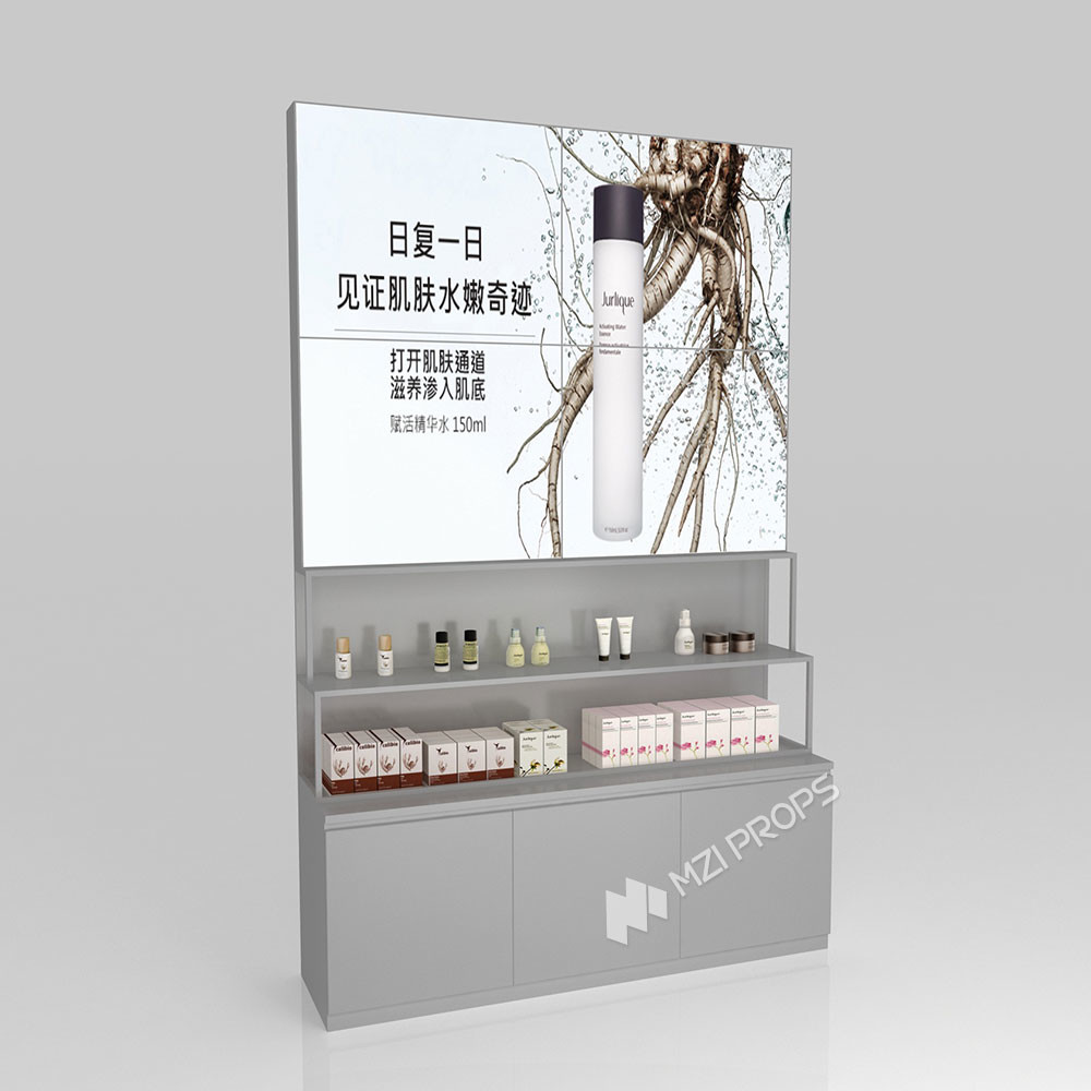 GDR09-Y002-A Retail Display Counter with 40mm Soft Film Light Box and 5mm Gray Glass for Cosmetics Counter