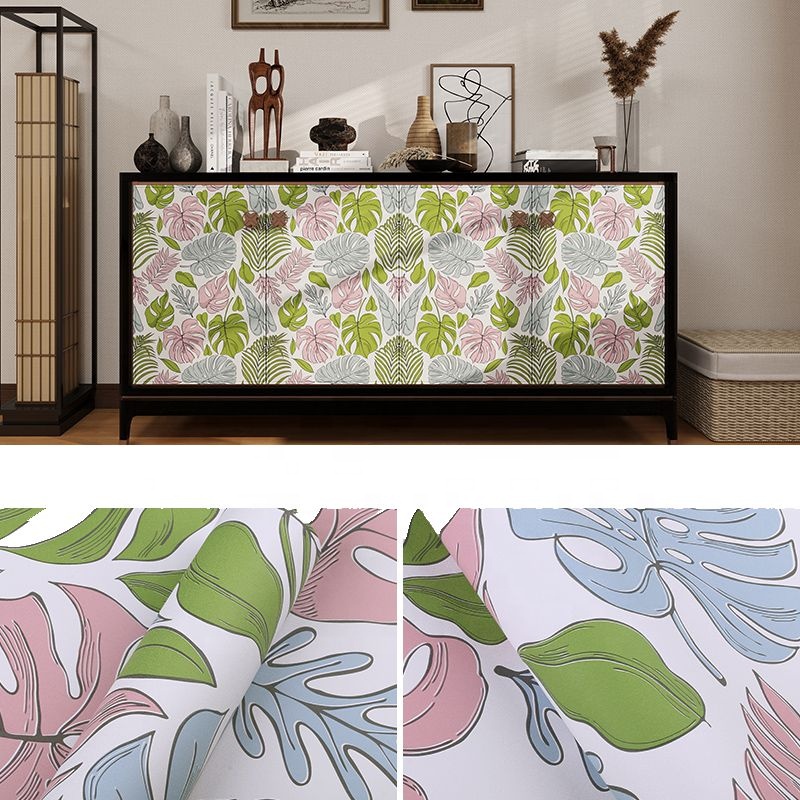 Waterproof Self-Adhesive Peel and Stick PVC Wall Sticker Modern Watercolor Floral Wallpaper for Home or Hotel Decors
