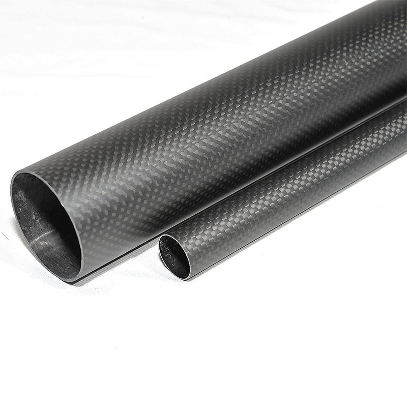 Gloss Finish Roll Wrapped 15MM Carbon Fiber Tube Twill Weave UV Resistant