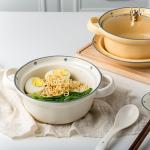 25oz Ceramic Baking Pan Porcelain Noodles Bowl Set With Handles And Grips