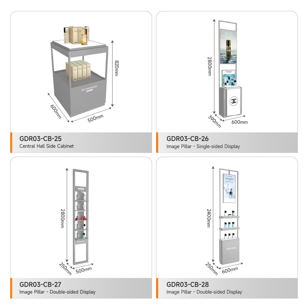 Display Counter Grey Wooden Boutique Edge Cabinet With Light Box For Trendy Shop Display Furniture And Branded Shop Shelf