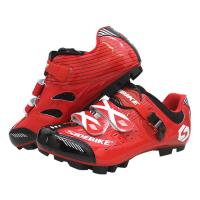 Buy cheap Custom Waterproof Cycling Footwear , Waterproof Flat MTB Shoes Red Color product