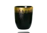 Luxury Gold/Silver Foiled Solid Black Whisky Tumbler Glass With Flower Pattern