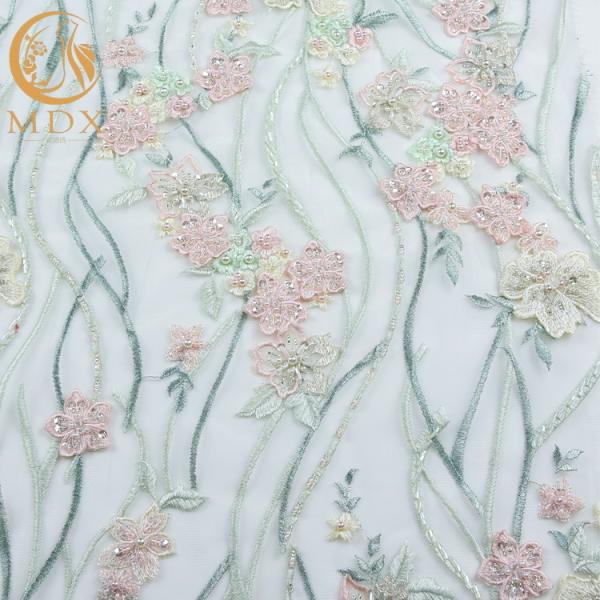 Buy cheap Polyester Hand Cut Applique Lace Fabric Excellent Customized For Wedding Dress from wholesalers