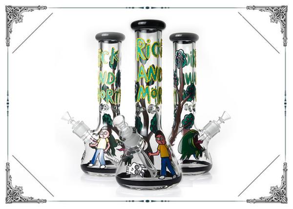 Buy cheap 7MM Glass Smoking Water Pipes Hand Drawing Rick And Morty On Glass Hookah Bongs from wholesalers