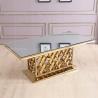 Buy cheap Qiancheng ODM Tempered Glass Dining Table Golden Stainless Steel For Wedding from wholesalers