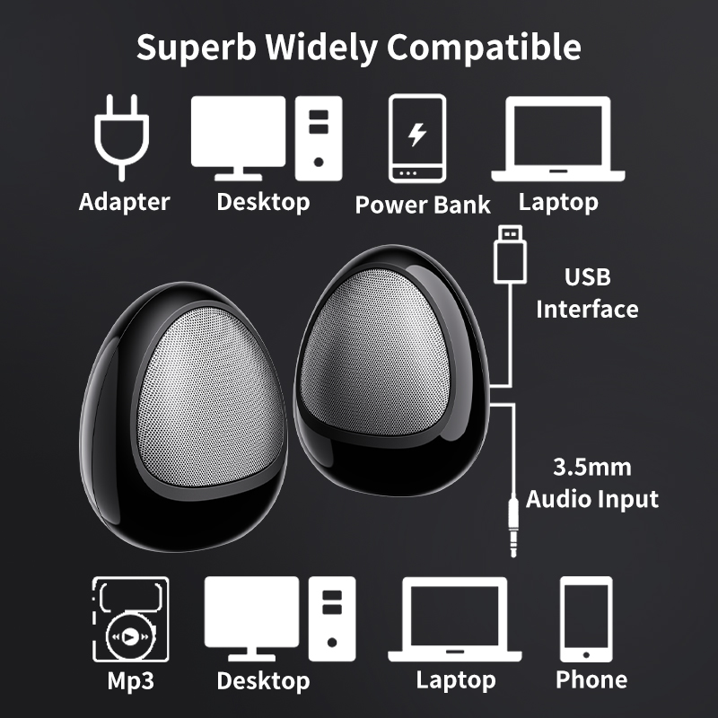 Plastic Enclosure PC Desktop Gaming 3.5mm Audio Input USB 2.0 Laptop Computer BT Speaker