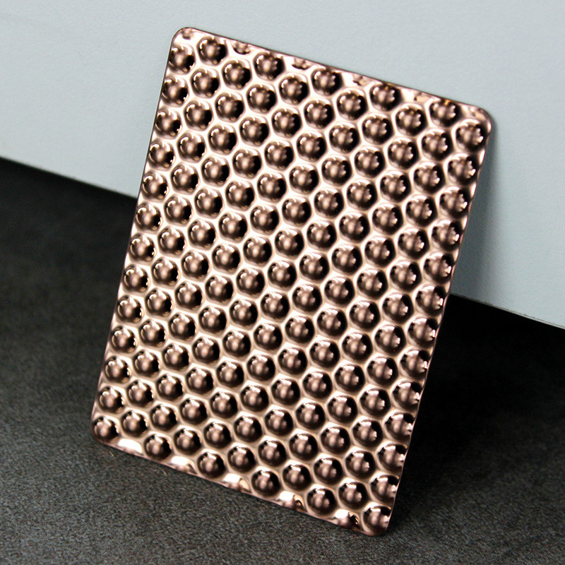 Decorative SS metal sheet 201 304 316 Stamping Circle Pattern PVD Rose Gold Color Textured Stainless Steel Sheet