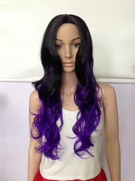 Buy cheap Black Long Curly Synthetic Wigs For White Women 200 gram - 30 gram from wholesalers