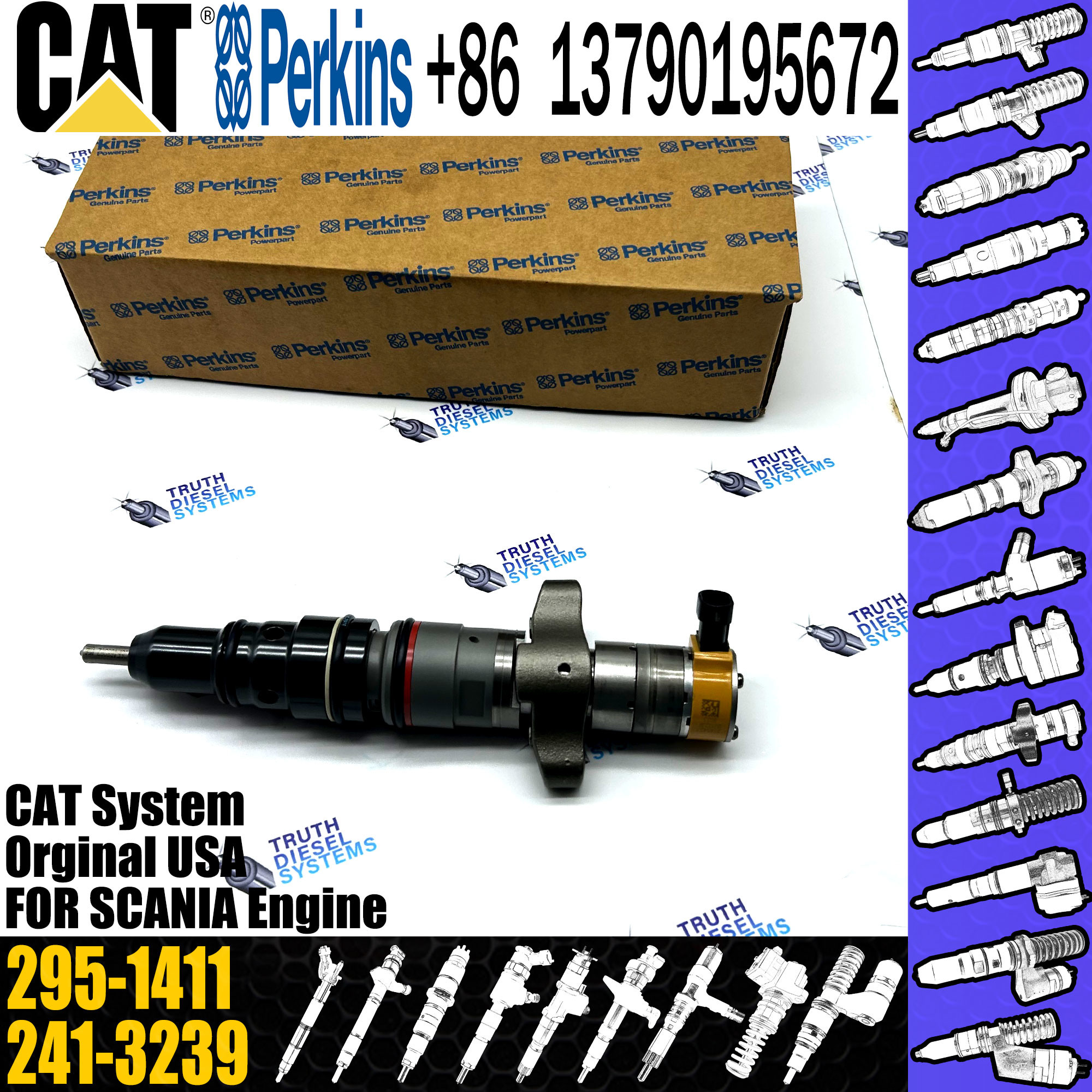 C-aterpillar Diesel fuel injector 222-5961 235-5261 238-8901 295-1412 293-4072 295-1411 for C7