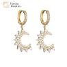 Buy cheap Gold Plated Diamond Star Moon Pendant Hoop Earrings Cuban Link Necklace Set from wholesalers